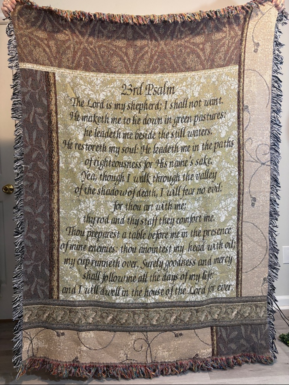 23rd Psalm Prayer Woven Tapestry Throw Lap Blanket Christian Bible Verse Gift